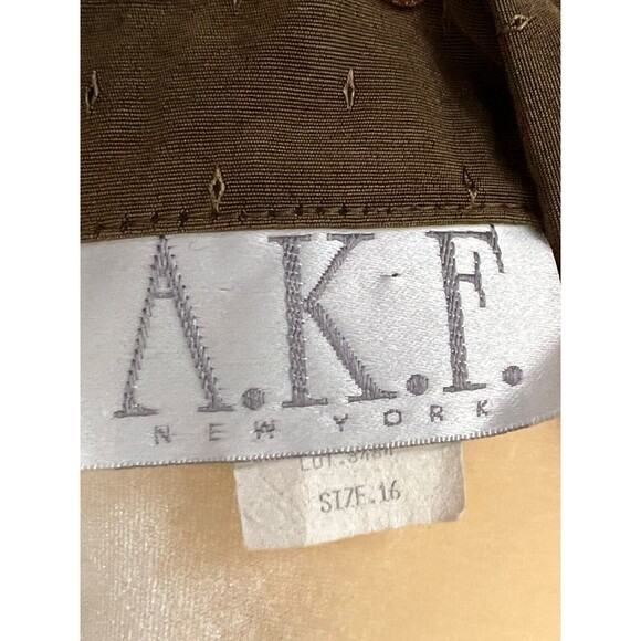 Vintage AKF New York Blazer Shoulder Pads & Pockets Size 16 1980s Classics Olive - Picture 6 of 7